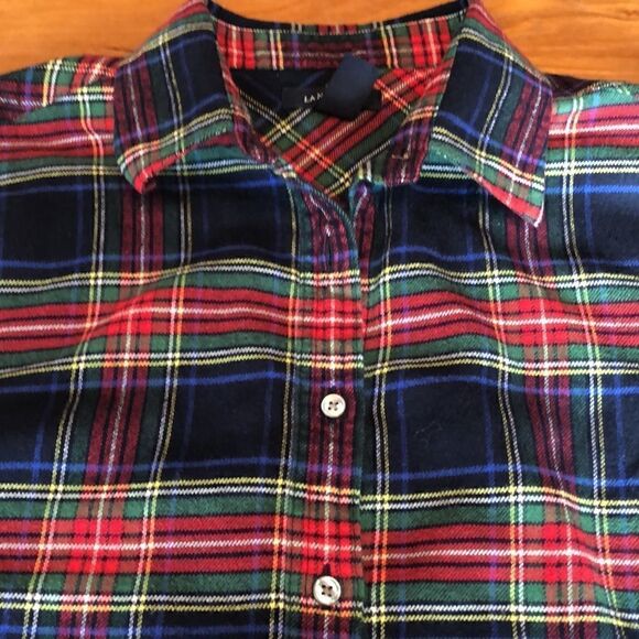 Lands’ End plaid shirt Size M (10-12) in like new condition! Super cute & comfy! - Picture 1 of 7